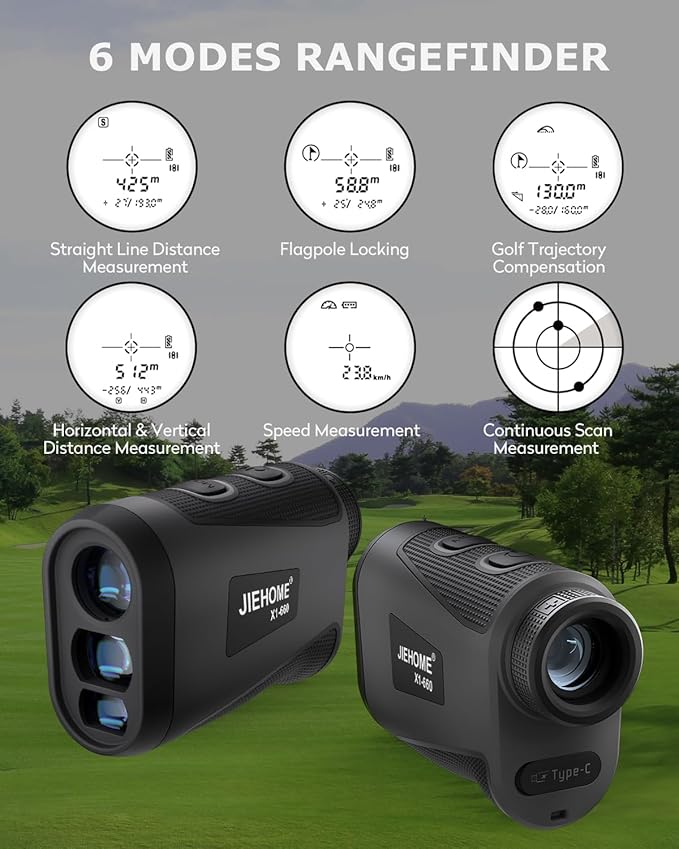 X1 Golf Rangefinder with Slope, Flagpole Lock and Vibration, 660/1100YDS Laser Rangefinder for Golfing & Hunting, Rechargeable Laser Range Finder Distance Measuring with High-Precision