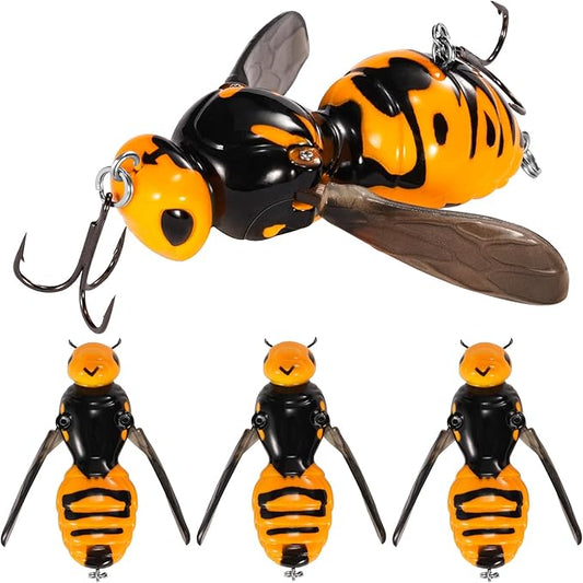 Fishing Lures, 3-Piece Topwater Lures for Bass, Walleye, and Pike, 2025 New Wasp-Style Top Water Crawler for Freshwater & Saltwater Fishing, 2.6in, 15g