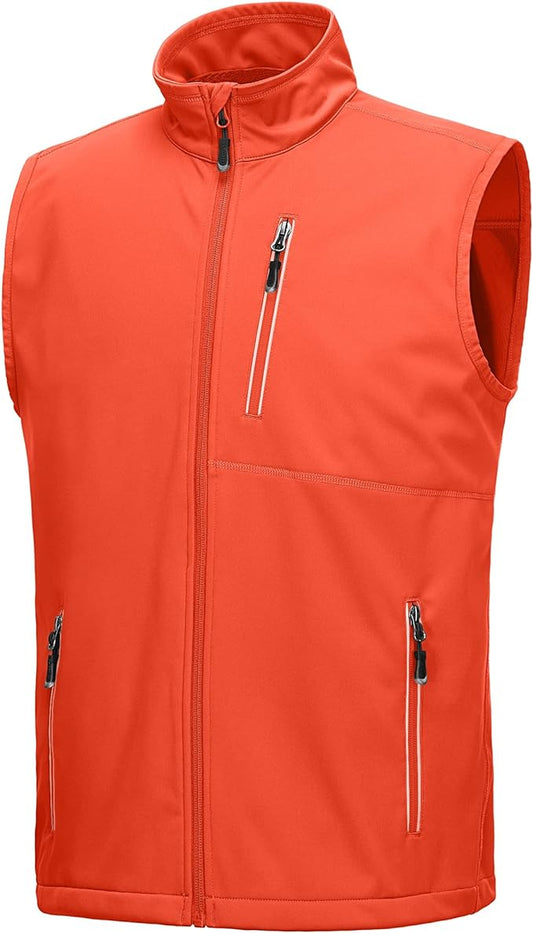 33,000ft Men's Windproof Lightweight Golf Vest Outerwear with Pockets, Softshell Sleeveless Jacket for Running Hiking Sports