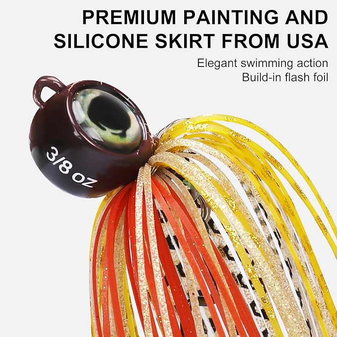 TRUSCEND Fishing Jigs with Ultra Smooth Teflon Hook, Tour Grade Titanium Weed Guard Swim Jigs, Valuable Weedless Skirted Jig, Well-Made Fishing Lures for Crappie Bass Trout, Freshwater Fishing Gear