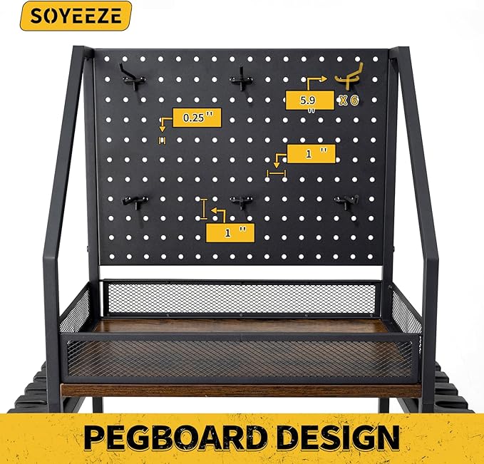 SOYEEZE Fishing Rod Holder,Fishing Pole Holders for Garage,Fishing Pole Rack for 12 Rods,Fishing Gear Equipment Organizer,Fishing Storage Cart Tackle Box/Reels/Bags with Wheels,Basement or Indoor