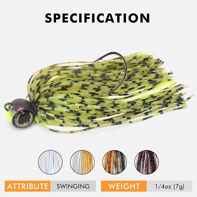 TRUSCEND Fishing Jigs with Ultra Smooth Teflon Hook, Tour Grade Titanium Weed Guard Swim Jigs, Valuable Weedless Skirted Jig, Well-Made Fishing Lures for Crappie Bass Trout, Freshwater Fishing Gear