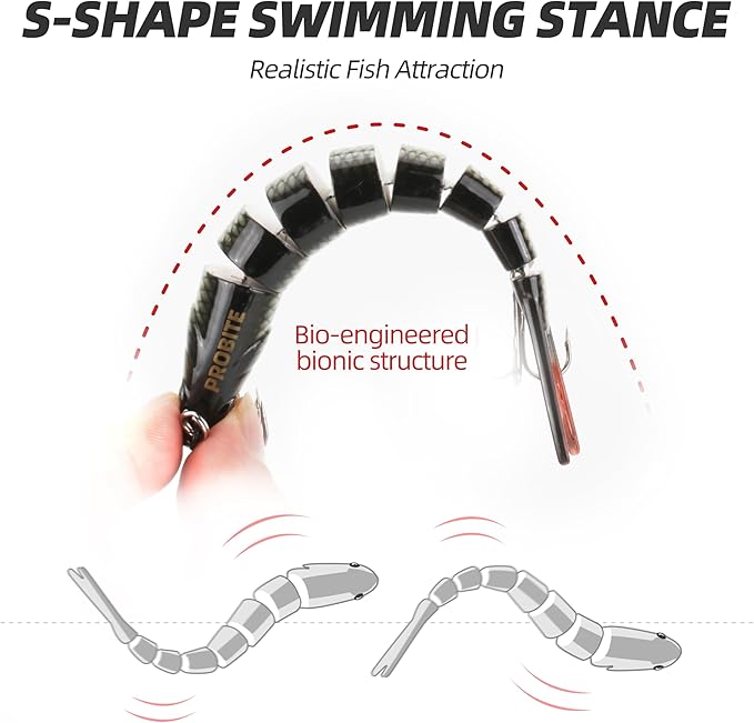 5PCS Lifelike Fishing Lures – Multi-Jointed Swimbait for Bass, Trout, Crappie, Walleye, Pike, Realistic Action with 3D Fish Eyes and Sharp Hooks, Perfect for Fishing Kits in Saltwater & Freshwater
