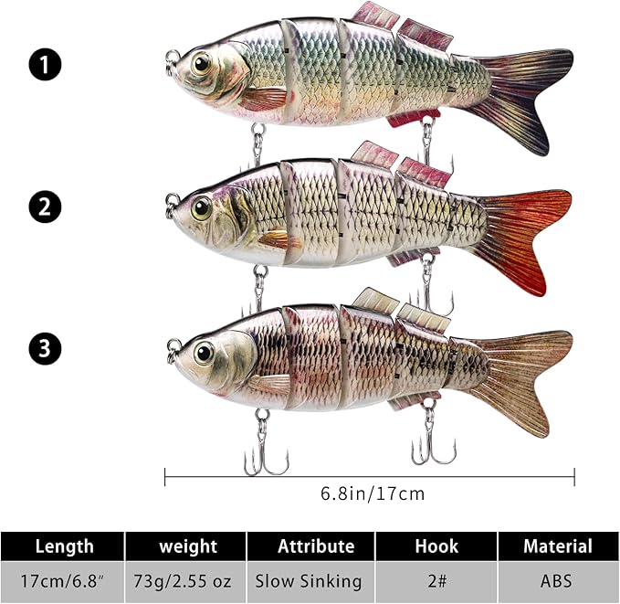 TRUSCEND Easy Catch Swimmax, Magic Noisy Turbulent Wiggling and Vibrating Actions for More Bites, Segmented Swimbait Jointed by Dyneema Strongest Fiber, Lifelike Fishing Lures for Relax Family Fishing