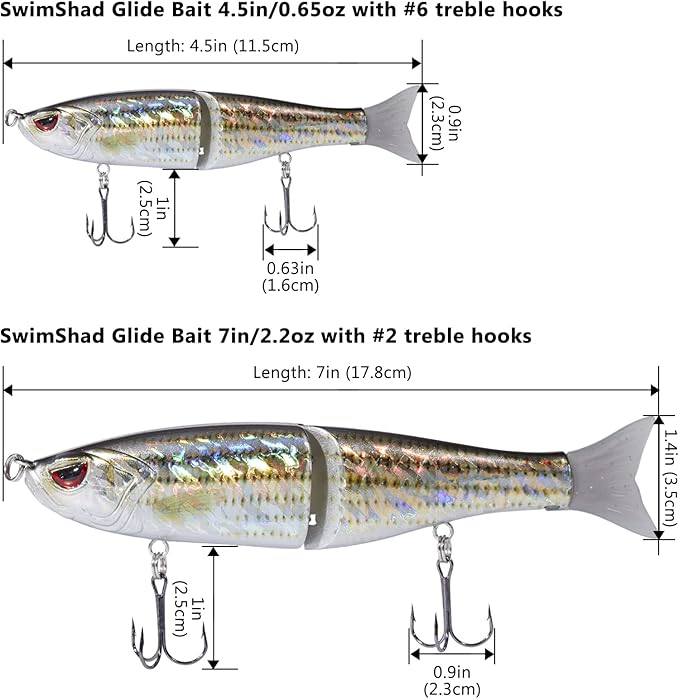 Bassdash SwimShad Glide Baits Jointed Swimbait Bass Pike Salmon Trout Muskie Fishing Lure