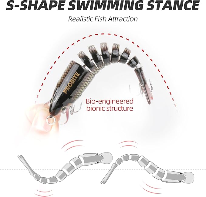 5PCS Lifelike Fishing Lures – Multi-Jointed Swimbait for Bass, Trout, Crappie, Walleye, Pike, Realistic Action with 3D Fish Eyes and Sharp Hooks, Perfect for Fishing Kits in Saltwater & Freshwater