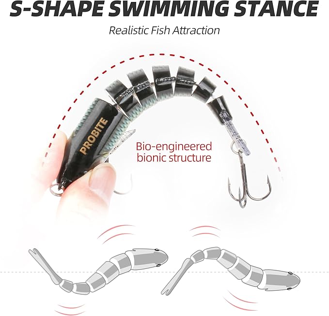 5PCS Lifelike Fishing Lures – Multi-Jointed Swimbait for Bass, Trout, Crappie, Walleye, Pike, Realistic Action with 3D Fish Eyes and Sharp Hooks, Perfect for Fishing Kits in Saltwater & Freshwater