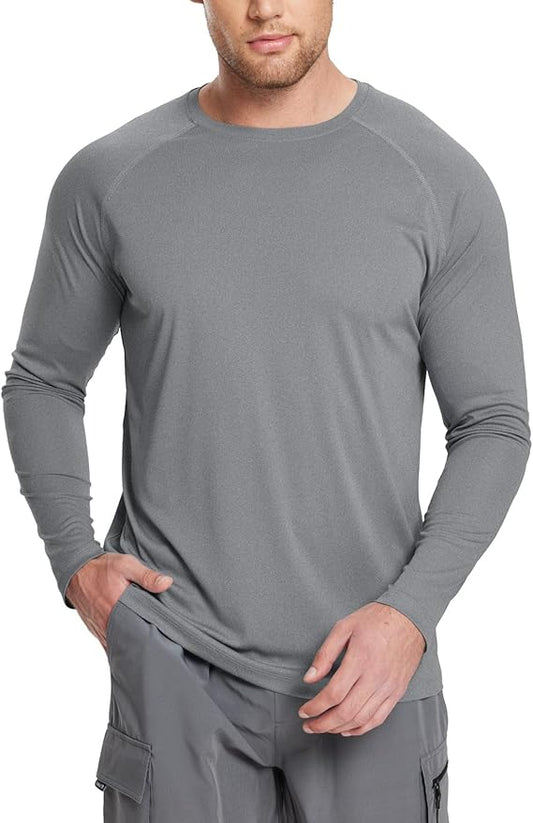 baleaf Men's Sun Protection Shirts UV SPF UPF 50+ Long Sleeve Rash Guard Fishing Running Quick Dry Lightweight