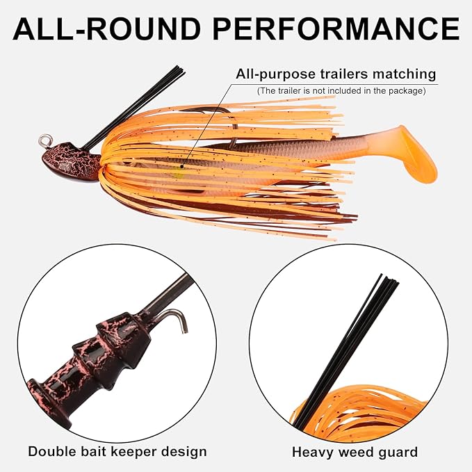 TRUSCEND Fishing Jigs with Ultra Smooth Teflon Hook, Tour Grade Titanium Weed Guard Swim Jigs, Valuable Weedless Skirted Jig, Well-Made Fishing Lures for Crappie Bass Trout, Freshwater Fishing Gear