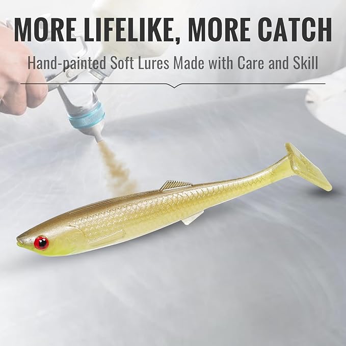 TRUSCEND Easy Catch Soft Lures, Unique Vibrating Swim Action and Trembly Sinking Move for More Bites, Amazing Soft Swimbaits for Family Fishing, Well-Made Fishing Lures for Bass Trout Crappie Walleye