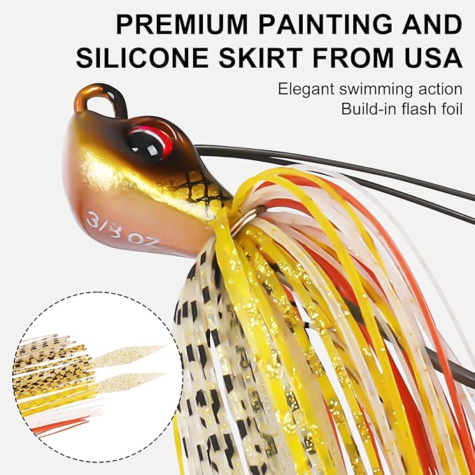 TRUSCEND Fishing Jigs with Ultra Smooth Teflon Hook, Tour Grade Titanium Weed Guard Swim Jigs, Valuable Weedless Skirted Jig, Well-Made Fishing Lures for Crappie Bass Trout, Freshwater Fishing Gear