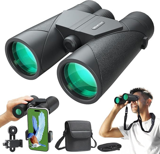 15X45 Professional HD Binoculars for Adults High Powered with Phone Adapter, IPX7 Waterproof Binoculars with Large Eyepiece for Huting Bird Watching Hiking Hunting Cruise Ship