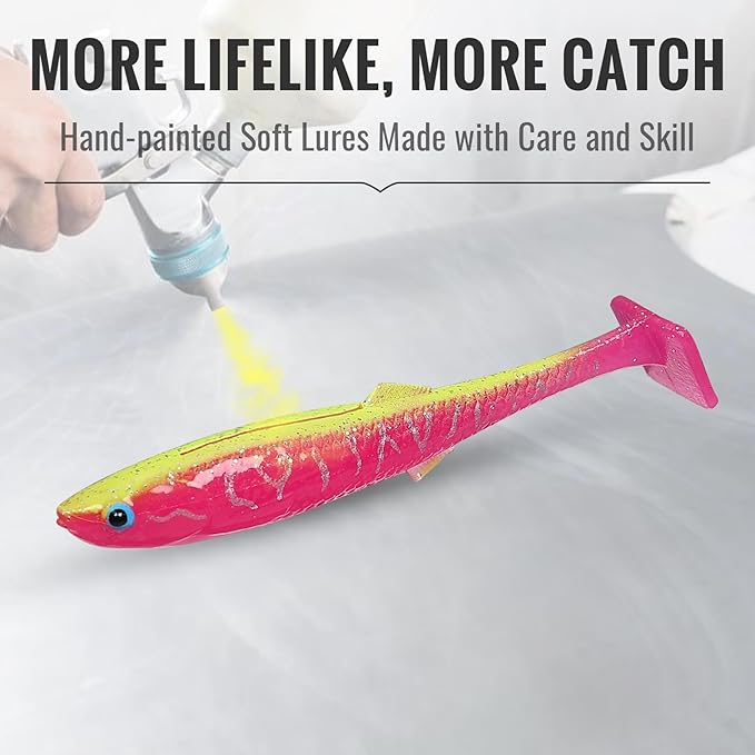 TRUSCEND Easy Catch Soft Lures, Unique Vibrating Swim Action and Trembly Sinking Move for More Bites, Amazing Soft Swimbaits for Family Fishing, Well-Made Fishing Lures for Bass Trout Crappie Walleye
