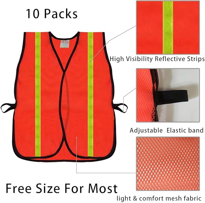 zojo High Visibility Safety Vests,Adjustable Size,Lightweight, Wholesale Reflective Vest for Outdoor Works, Cycling
