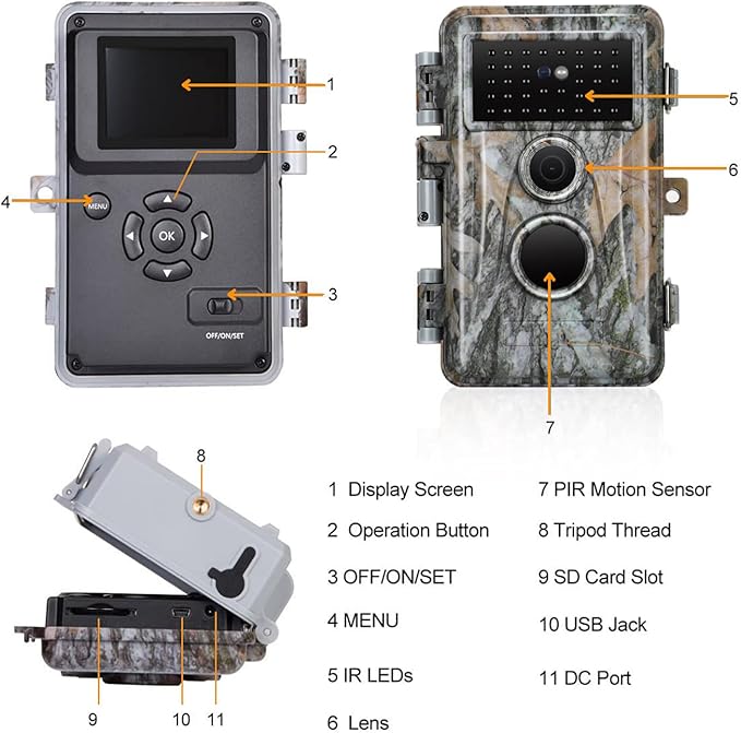 2-Pack Game & Trail Camera, 64MP 1296P H.264 MP4 Video Cam with 940nm No Glow Night Vision Motion Activated IP66 Waterproof for Outdoor Wildlife Monitoring, Yard Security, Animal Observation