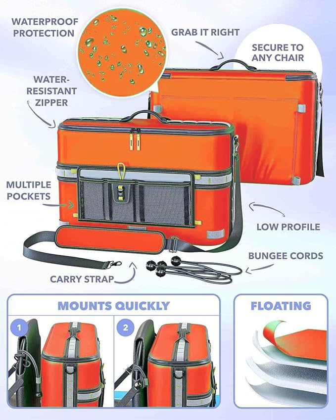 Skywin Kayak Cooler Behind Seat, Waterproof Cooler for Kayaking, Compatible with Lawn Chair Style Seats, Stores Drinks and Keeps Them Cool All Day