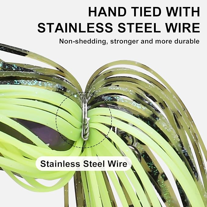 TRUSCEND Fishing Jigs with Ultra Smooth Teflon Hook, Tour Grade Titanium Weed Guard Swim Jigs, Valuable Weedless Skirted Jig, Well-Made Fishing Lures for Crappie Bass Trout, Freshwater Fishing Gear