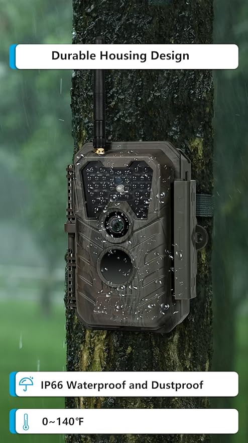 Trail Camera P90 Pro, WiFi Bluetooth, Super-Low-Light Sensitivity, 120° View Angle, 48MP 1296p, Night Vision, Motion Activated, Waterproof, Live Stream to Cell Phone for Hunting Game Cameras