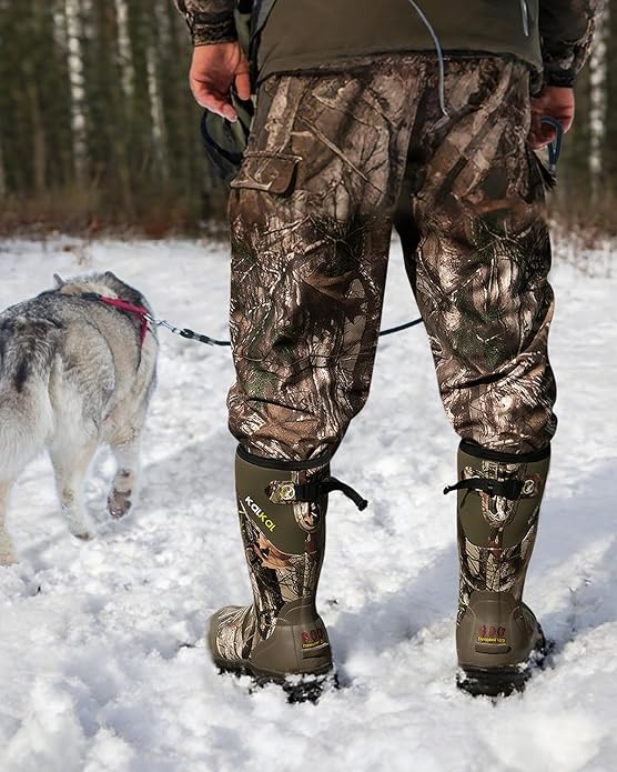 Kalkal Hunting Boots for Men with 800g Insulation, Waterproof Men's Insulated hunting boots with 7mm Neoprene, Sturdy Warm Rubber Boots for Outdoor Hunting Boots for Men (Size 6-14)
