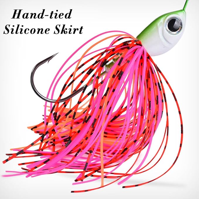 Spinnerbait Fishing Lure, Hard Metal Jig Spinner Baits Kits Swimbait for Bass Trout Pike Salmon Walleye Freshwater Saltwater 5pcs/Pack