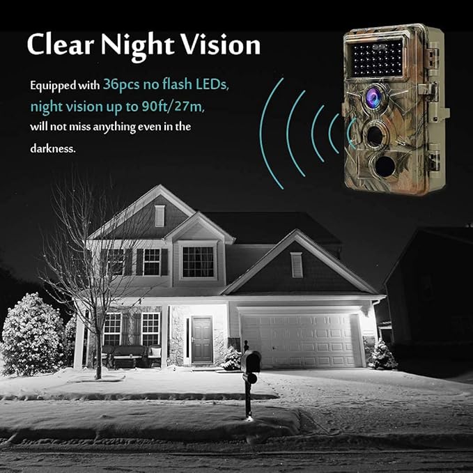 5-Pack Game & Deer Trail Cameras Night Vision 32MP 1296P Video for Wildlife Hunting and Backyard Surveillance 0.1s Trigger Speed Motion Activated Password Protected Time Lapse and Time Stamp