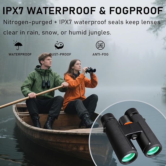 10x42 Binoculars for Adults High Powered - Waterproof Fogproof BAK4 Prism, with Phone Adapter for Bird Watching, Hunting, Travel
