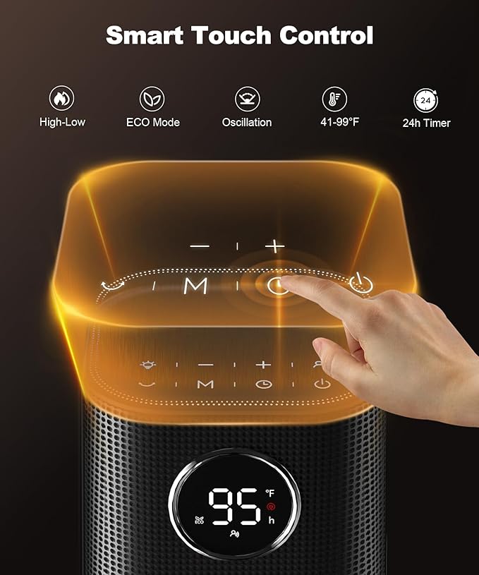 Space Heater for Indoor Use, 1500W Fast Electric Portable Ceramic Heaters with Thermostat, 4 Modes, 24H Timer, 70°Oscillating Room Heater with Remote for Office Bedroom Use, 2023 Upgraded