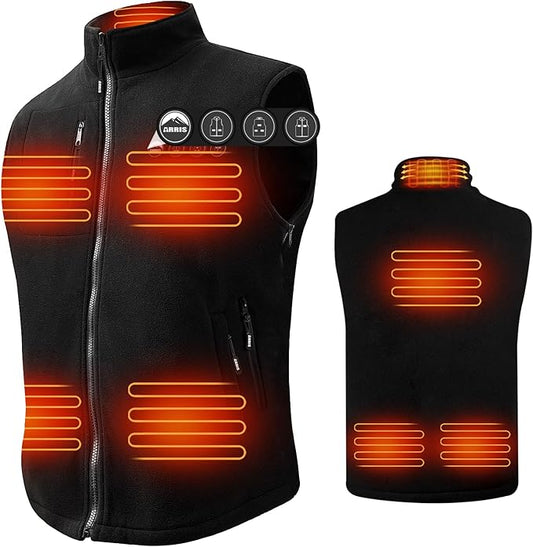 ARRIS Fleece Heated Vest for Men with Battery Pack Included, Size Adjustable 8 Heating Zones for Hunting
