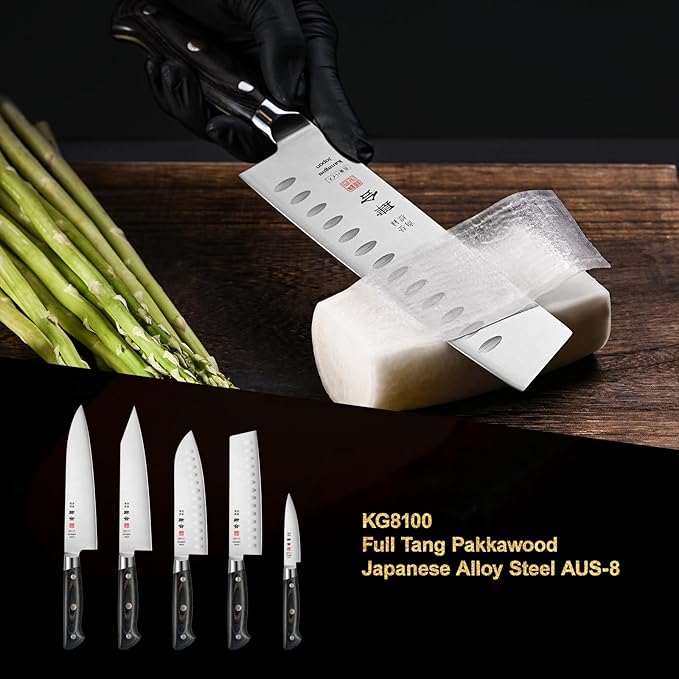 7 Inch Nakiri Knife Japanese Cleaver Knife, Japan AUS-8 Alloy Steel Kitchen Chopping Knife with Full-Tang Pakkawood Handle and Premium Gift Box (Classic Series)