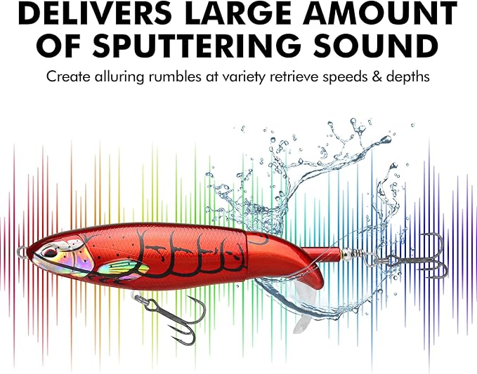 TRUSCEND PoPobait with BKK Hooks, Top Water Plopper Fishing Lures for Bass Walleye Pike Catfish Musky Perch, Floating Lure for Freshwater or Saltwater, Amazing Teasers Fishing Gifts for Family Fishing