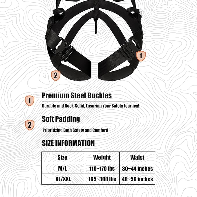 skiguard Tree Stand Safety Harness: Adjustable Bow-Hunter Harness for Tree-Stand Hunting, Lightweight Treestand Safety Hunting Harnesses, Comfortable Safe Compact for All-Season (Medium/Large)