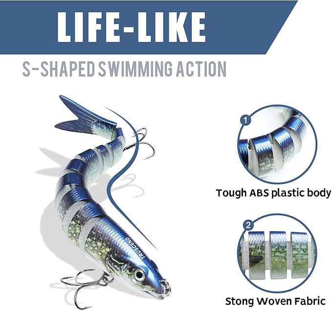 TRUSCEND Swimmax for Freshwater and Saltwater, Lifelike Fishing Lures for Bass Trout Crappie Walleye Pike Bluegill Salmon, Swimbait for Bass, Amazing Fishing Gear Gifts for Family