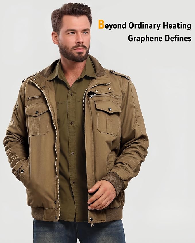 Wulcea Graphene Heated Jacket for Men 12V Fast Charge 18400mAh Large Capacity