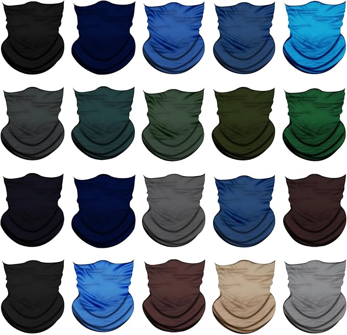 20pcs Cooling Neck Gaiter for Men Women Gator Face Mask Scart Cover Breathable Balaclava Bandana Sun Protection