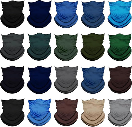 20pcs Cooling Neck Gaiter for Men Women Gator Face Mask Scart Cover Breathable Balaclava Bandana Sun Protection