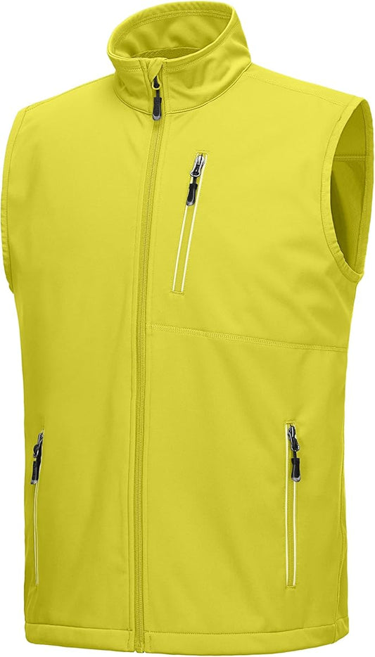 33,000ft Men's Windproof Lightweight Golf Vest Outerwear with Pockets, Softshell Sleeveless Jacket for Running Hiking Sports