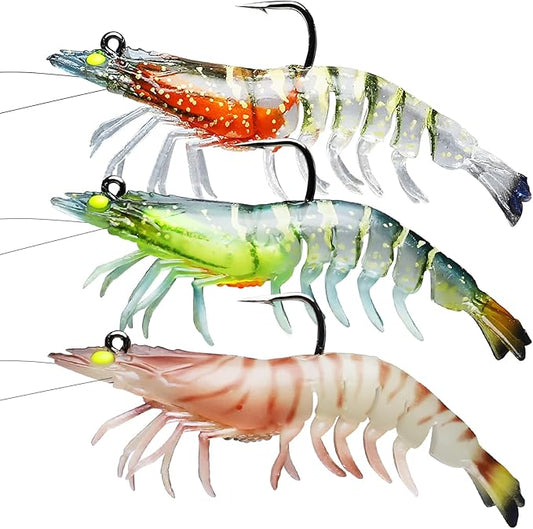 TRUSCEND Pre-rigged Fishing Jig Lures for Freshwater and Saltwater, Innovative Super Durable TPE Bass Lures, Lifelike Shrimp Crayfish Swimbait, Weedless Lure for Crappie Trout Walleye, Keep Separately
