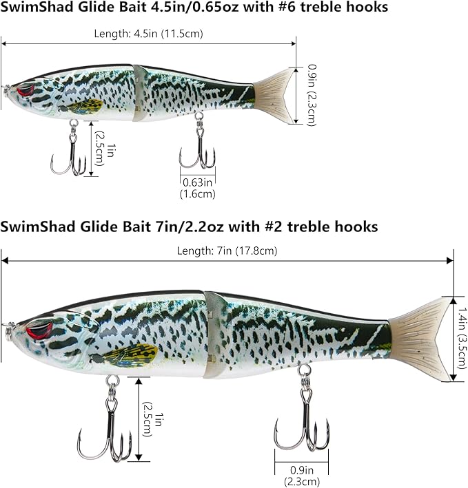 Bassdash SwimShad Glide Baits Jointed Swimbait Bass Pike Salmon Trout Muskie Fishing Lure
