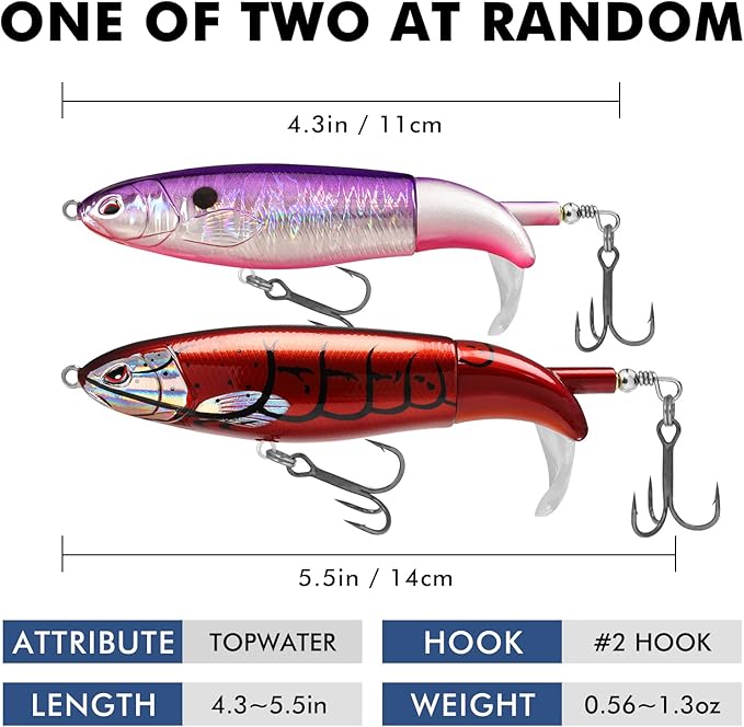 TRUSCEND PoPobait with BKK Hooks, Top Water Plopper Fishing Lures for Bass Walleye Pike Catfish Musky Perch, Floating Lure for Freshwater or Saltwater, Amazing Teasers Fishing Gifts for Family Fishing