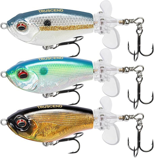 TRUSCEND PoPobait with BKK Hooks, Top Water Plopper Fishing Lures for Bass Walleye Pike Catfish Musky Perch, Floating Lure for Freshwater or Saltwater, Amazing Teasers Fishing Gifts for Family Fishing