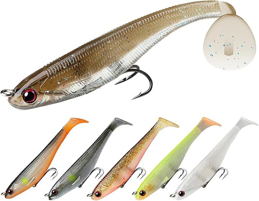 TRUSCEND Easy Catch Pre-Rigged Soft Lures, Unique Vibrating Swim Action and Trembly Sinking Move for More Bites, Amazing Soft Swimbait for Family Fishing, Fishing Lures for Bass Trout Crappie Walleye