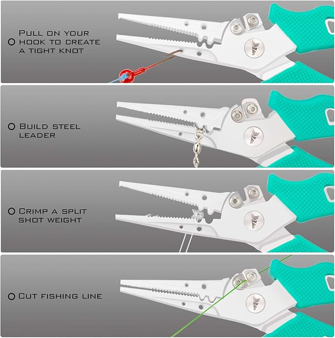 KastKing Cutthroat 7 inch Fishing Split Ring Pliers, 420 Stainless Steel Fishing Tools, Saltwater Resistant Fishing Gear, Tungsten Carbide Cutters