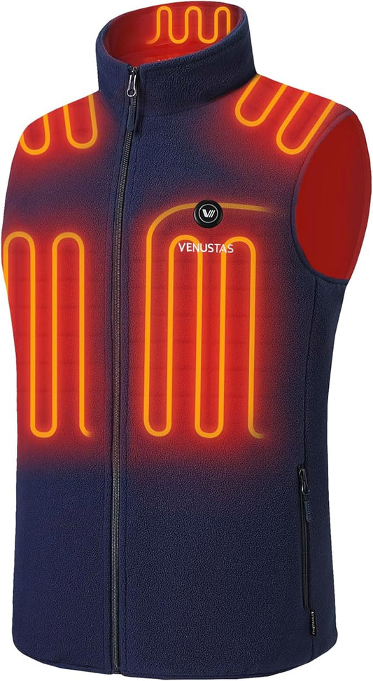 Venustas Men's Fleece Heated Vest with Battery, Lightweight Insulated Electric Vest