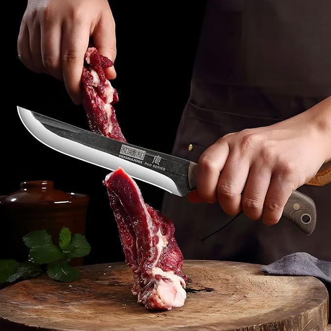 6.7 Inch Boning Knife for Meat Cutting, Super Sharp Fillet Knife for Fish, High Carbon Steel Hand Forged Butcher Knives for Brisket Trimming, BBQ, Camping