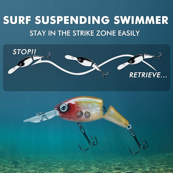 TRUSCEND Easy Catch Swimmax, Magic Noisy Turbulent Wiggling and Vibrating Actions for More Bites, Segmented Swimbait Jointed by Dyneema Strongest Fiber, Lifelike Fishing Lures for Relax Family Fishing