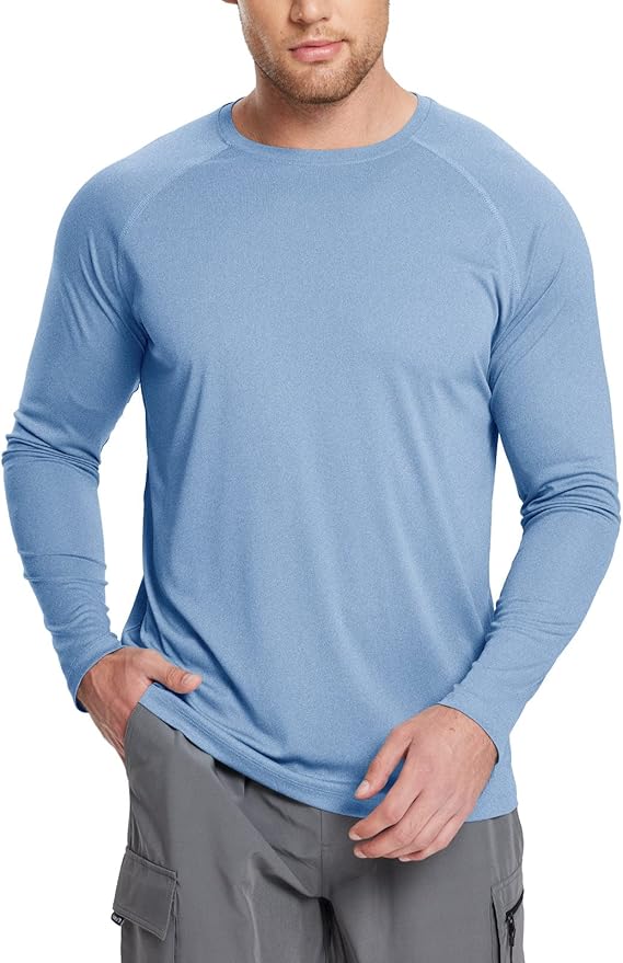 baleaf Men's Sun Protection Shirts UV SPF UPF 50+ Long Sleeve Rash Guard Fishing Running Quick Dry Lightweight