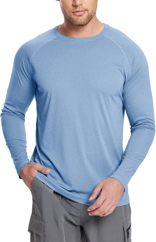 baleaf Men's Sun Protection Shirts UV SPF UPF 50+ Long Sleeve Rash Guard Fishing Running Quick Dry Lightweight