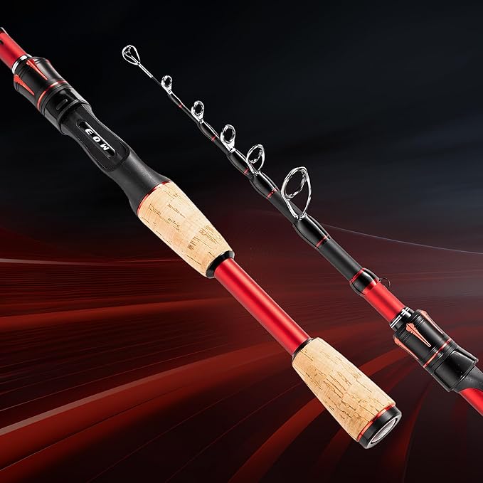 EOW XPEDITE LITE Portable Telescopic Fishing Rods & Combo, Spinning & Casting Fishing Poles, 24T Carbon Rod Blanks, Solid Carbon Tip, Split Cork Grips, Travel Rod, Combos with 5+1BB Spinning Reel