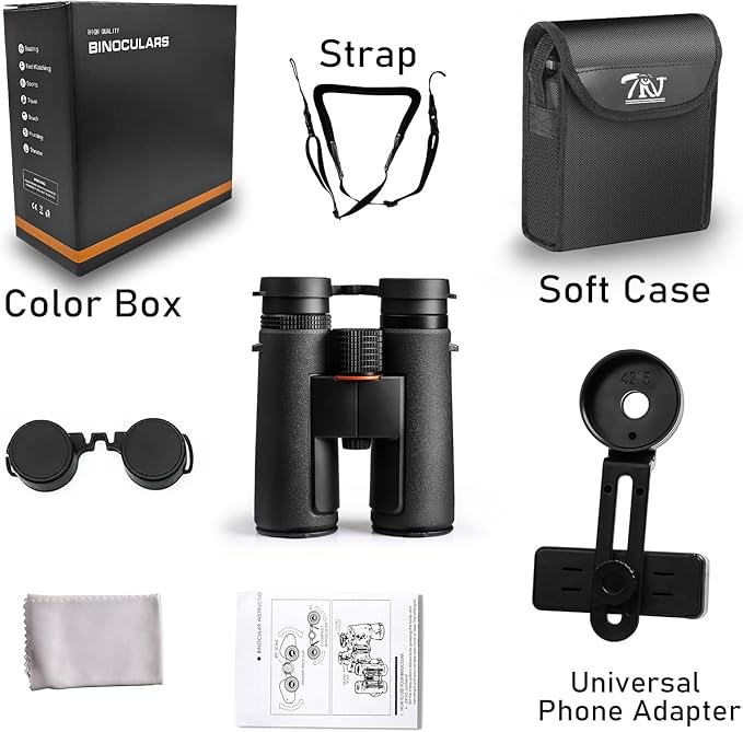10x42 Binoculars for Adults High Powered - Waterproof Fogproof BAK4 Prism, with Phone Adapter for Bird Watching, Hunting, Travel