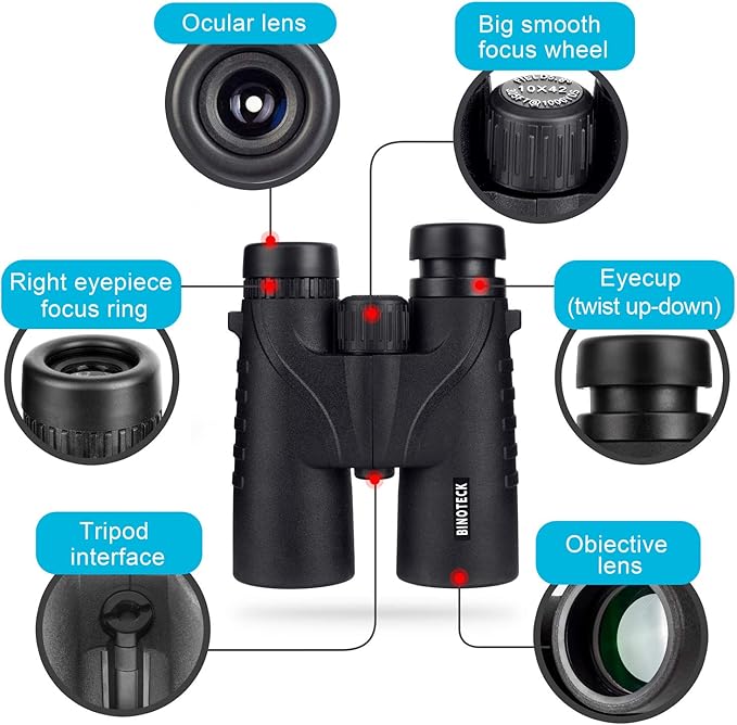 10x42 Binoculars for Adults - Professional HD Roof BAK4 Prism Lens Binoculars for Bird Watching, Hunting, Travel, Sports, Cruise, Concert, with Carrying Bag
